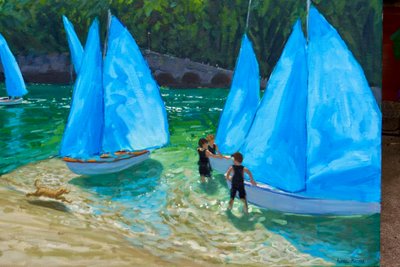 Blå seil, Looe, 2018, av Andrew Macara