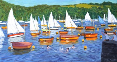 Fowey Regatta, 2025 (olje på lerret) av Andrew Macara