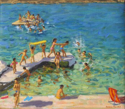 Moro i havet, Rovinj, Kroatia, 2019 (olje på lerret) av Andrew Macara