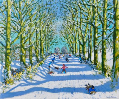 Moro i sol og snø, Derby, 2022 (olje på lerret) av Andrew Macara