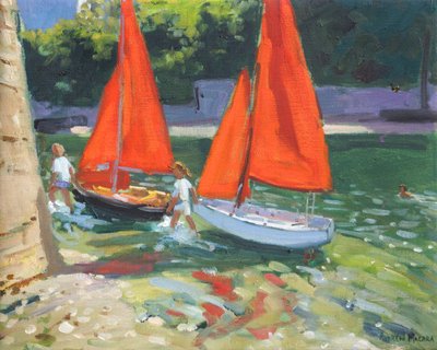 Jenter med seilbåter Looe , 2014, av Andrew Macara
