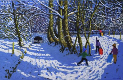 Gå aking, Calke Abbey, 2021 (olje på lerret) av Andrew Macara