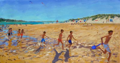 Holde seg i form, Wells next the Sea, (olje på lerret) av Andrew Macara