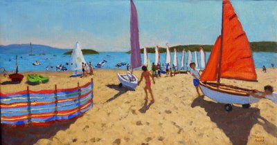Skyver ut båten, Abersoch, 2016, av Andrew Macara