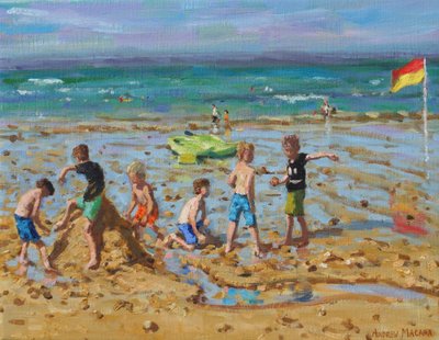 Sandslottet, Wells-next-the- sea, Norfolk, 2019, (olje på lerret) av Andrew Macara