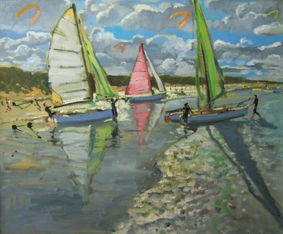 Tre seilbåter, Bray Dunes, Frankrike av Andrew Macara