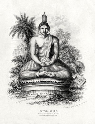Cotoma Budha, tilbedt i Ceylon, Siam, Kina, 1800-tallet av Andrew Thom