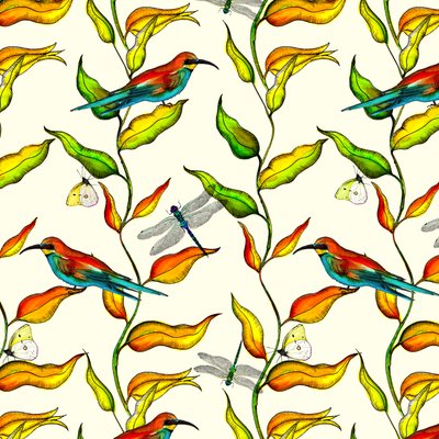 Bee Eaters, 2017, akvarell og blekk av Andrew Watson