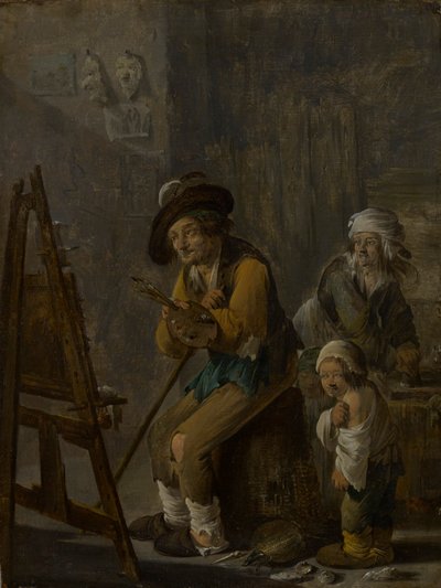 Den stakkars maleren i atelieret hans av Andries Dirksz Both