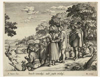 Gås som trekker Fruktbar avl, inder hel trekking (tittel på objekt) av Andries Jacobsz. Stock