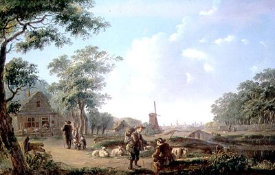 Rustikke figurer i utkanten av en nederlandsk by av Andries Vermeulen