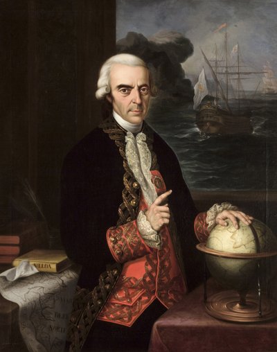 Romantikk : Portrett av Antonio de Ulloa (1716-1795) av Cortes y Aguilar, Andres (1812-1879), ca 1856. Olje på lerret av Andrés Cortés y Aguilar