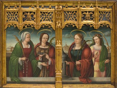 Saints Apollonia, Lucy og Barbara og en annen hellig martyr av Andrés de Melgar
