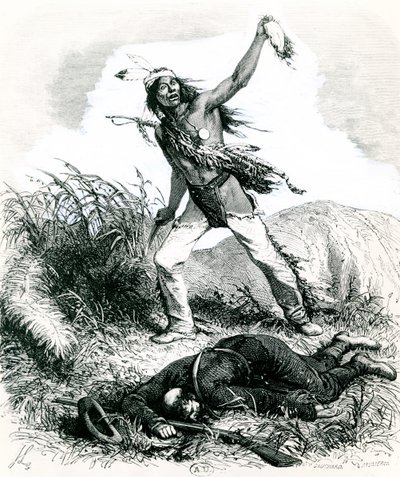 Indianer skalperer den døde fienden, 1867 av Ange Louis 1815 72 after Janet