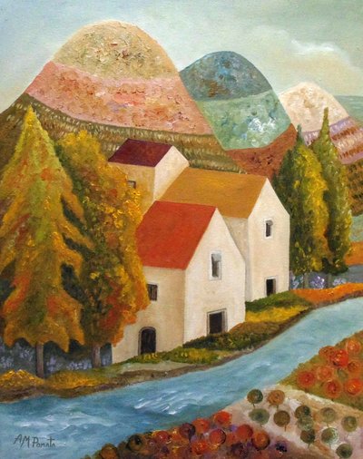 Høstlandsbyen ved elven av Angeles M. Pomata