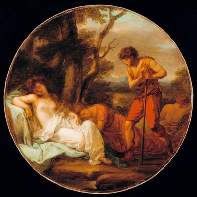 ""Cimon et Iphigenie"" (Cymon og Iphigenia) Peinture d'Angelika Kauffmann (1741-1807) Olje på lerret vers 1780 Diam 62 cm Privat samling av Angelica Kauffmann
