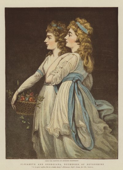 Elizabeth og Georgiana, hertuginner av Devonshire (chromolitho) av Angelica Kauffmann