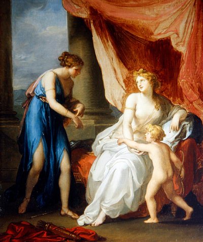 Euphrosyne såret av Amor og klaget til Venus (olje på lerret) av Angelica Kauffmann