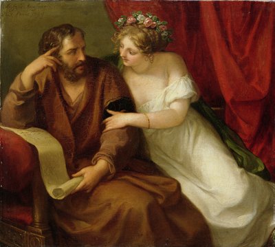 Phryne Seducing the Philosopher Xenokrates, 1794 av Angelica Kauffmann