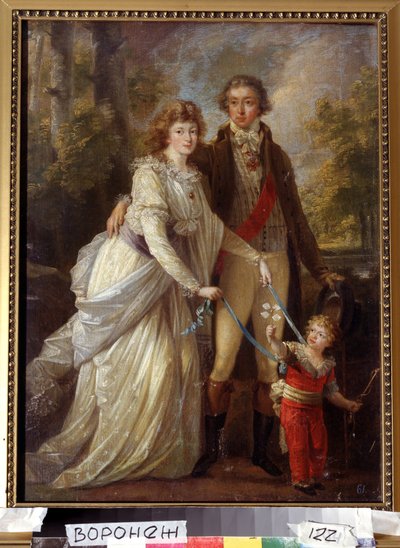 ""Familieportrett"" En familie av sveitsisk adel, barnet holdes av moren med bånd. Maleri av Angelika Kauffmann (Angelica Kauffmann av Angelica Kauffmann