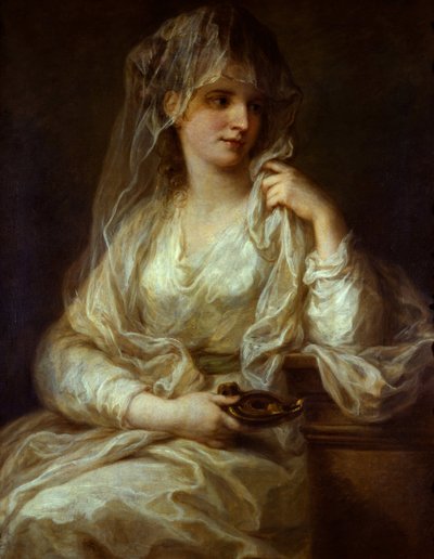 Portrait of a Lady as a Vestal Virgin - Maleri av Angelika (Angelica) Kauffmann (1741-1807), olje på lerret av Angelica Kauffmann
