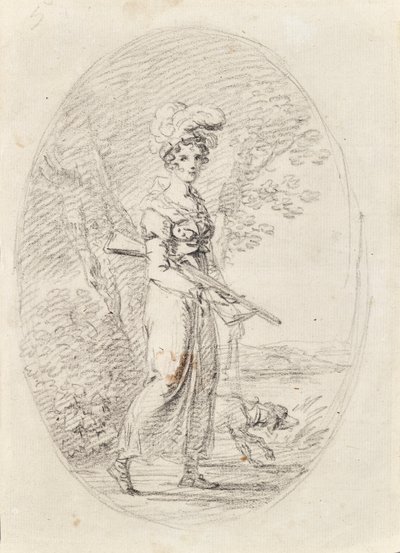 Jegerinne med hund av Angelica Kauffmann