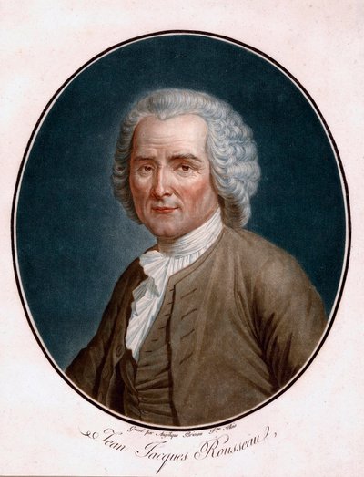 Portrett av Jean Jacques Rousseau (1712-1778) - Portrett av Jean-Jacques Rousseau - Gravert av Angelique Allais (nee Briceau) (aktivt 1700-tall), etsning, akvarell 1791 (24,5x21,5cm) - Bibliotheque de Geneve av Angelique (fl.1796 d.1827) Allais