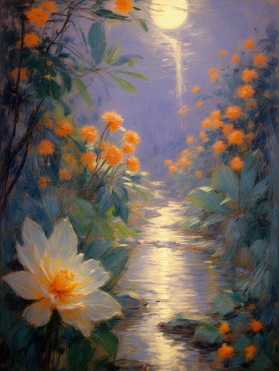 Blomster 76, ca. 2023 (olje på lerret) av Angelita Hawke