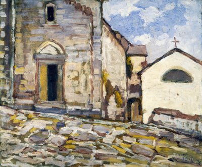 Fasade til en kirke, av Angelo Balbi (1872-1939). Italia, 1900-tallet. av Angelo Balbi