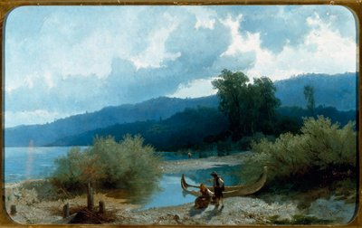 Landscape of Lake (Lakescape) Maleri av Angelo Beccaria (1820-1897) 1862 Dim 55,5x90,3 cm Genes, Galleria d