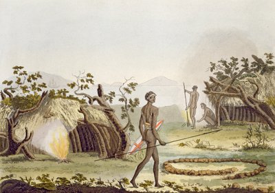 Innfødt hytte, New Holland, plate 64 fra 