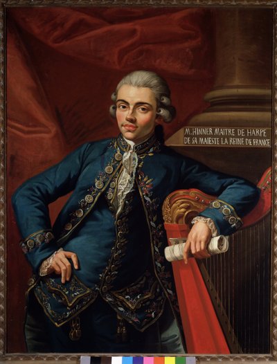 Portrett av den tyske komponisten og harpisten Philip Joseph Hinner (1754-etter 1805) av Angelo Crescimbeni