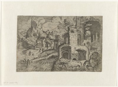 Landskap med Fly til Egypt av Angelo Falconetto (attributed to)