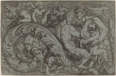 Dekorativt panel med mytologiske figurer av Angelo Falconetto