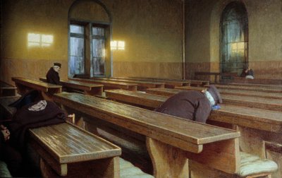 Feiringsdag på Trivulzio hospice i Milano. Maleri av Angelo Morbelli (1853-1919) av Angelo Morbelli