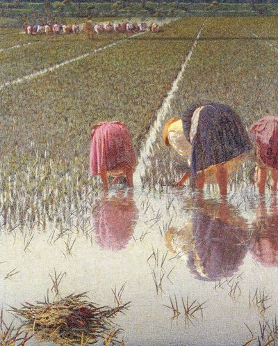 For åtti øre, av Angelo Morbelli (1853-1919), Olje på lerret, 67,5x124,5 cm, Detalj av Angelo Morbelli
