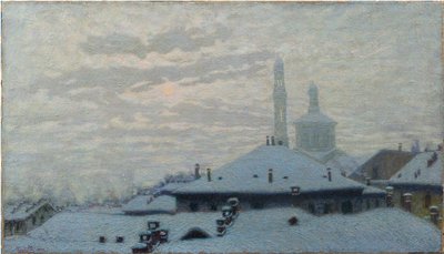 Tak under snøen Tak under snøen, 1910. av Angelo Morbelli