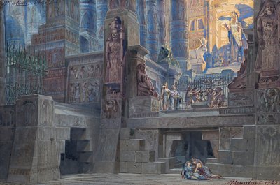 Scenografi for Opera Aida av Giuseppe Verdi, 1923. av Angelo Parravicini