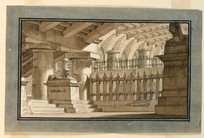 Scenedesign, egyptisk fengsel av Angelo Toselli