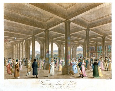 Arcade of the Palais Royal, gravert av Coquerel av Angelo after Garbizza