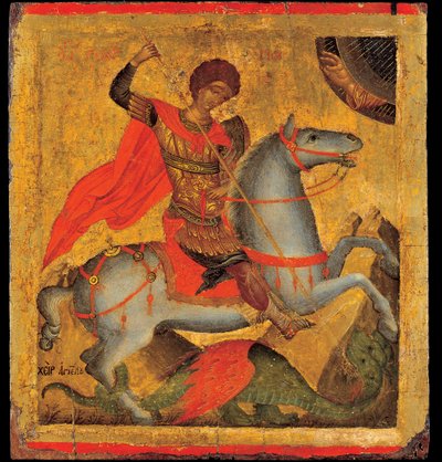 Akotandos, Angelos (aktiv ca. 1425-1460) Saint George and the Dragon Tempera på panel ca 1440-1460 Benaki Museum, Athen 40,8x37,5 av Angelos Akotantos