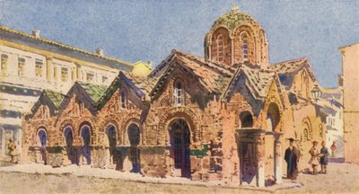 Panagia Kapnikari-kirken, Athen (svart litho) av Angelos Giallinos