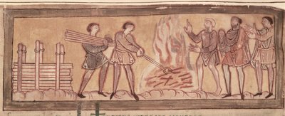 Cott Tib B V f.8 Oppvarming og smie, ca.1030 (vellum) av Anglo Saxon