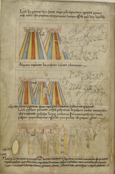 Bomull Claudius B. IV, f.23v Lot og Abraham av Anglo Saxon