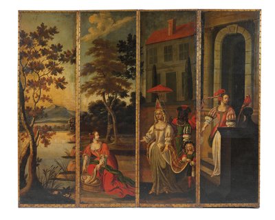 Firedelt dobbeltsidig skjerm, ca.1700 av Anglo-Flemish School