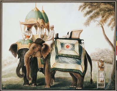 Elefanter med mahout, ca. 1815 av Anglo Indian School
