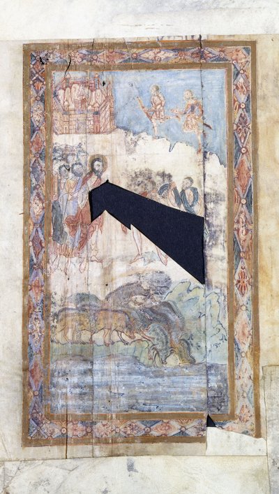 The Miracle of the Gadarene på samme måte som en stripe-tegneserie, ca. 1000 e.Kr av Anglo Saxon