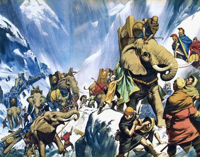 Hannibal krysser Alpene av Angus McBride