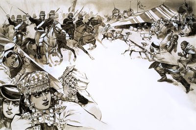 Franskmennene invaderer Algerie (gouache på papir) av Angus McBride