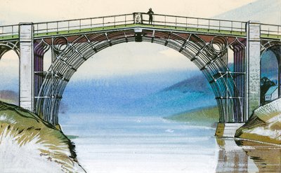 Den første jernbroen i Storbritannia, ved Ironbridge Gorge av Angus McBride